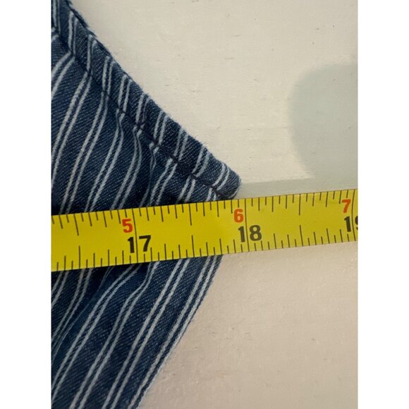 J Gee Dress Sz M? Blue Striped Shirt-Waist Zip-Up PolyCotton Slvless Pockets - Picture 9 of 13